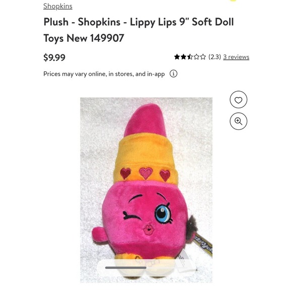 Lot of 2 SHOPKINS Lippy Lips & 1 Justice Rainbow Emoji Plush - Picture 11 of 12